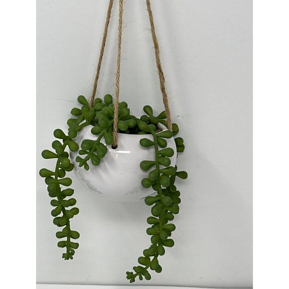 Artificial Hanging Miniature Succulent Plant Faux Fake String of Pearls Ceramic1 - Picture 3 of 6